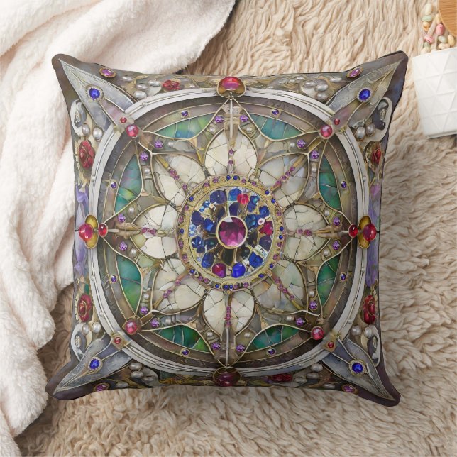 Ruby, Amethyst, Sapphire and, Pearl Mandala Cushion (Blanket)