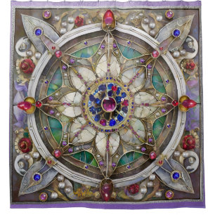 Ruby, Amethyst, Sapphire and, Pearl Mandala Shower Curtain