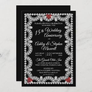 Ruby and Diamond 15th Wedding Anniversary Party Invitation