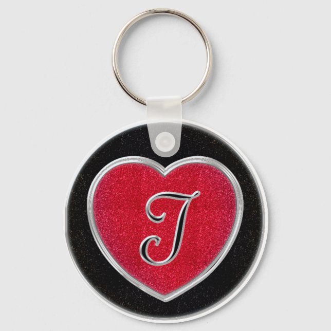 Ruby and Onyx Heart Keychain (Front)