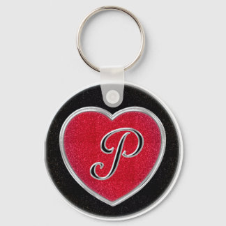 Ruby and Onyx Monogram Keychain