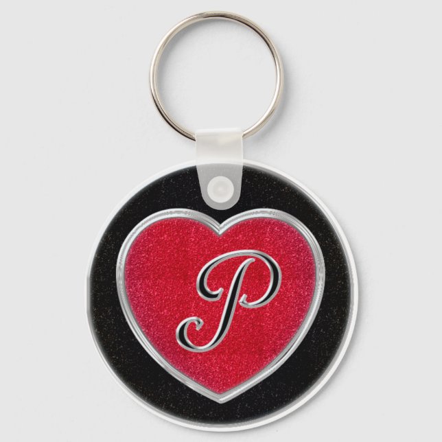 Ruby and Onyx Monogram Keychain (Front)