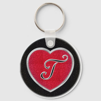 Ruby and Onyx Monogram Keychain