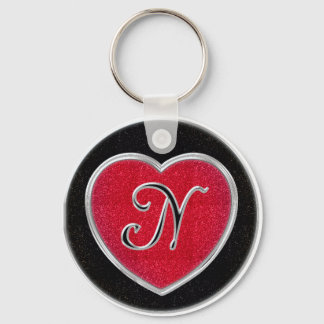 Ruby and Onyx Monogram Keychain