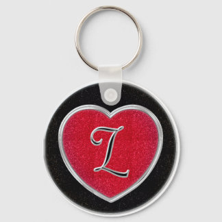 Ruby and Onyx Monogram Keychain