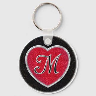 Ruby and Onyx Monogram Keychain