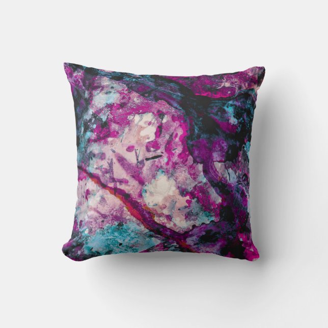 Ruby and Sapphire Crystal Geode Abstract Cushion (Front)