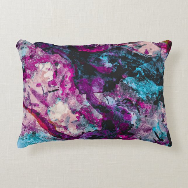 Ruby and Sapphire Crystal Geode Abstract Decorative Cushion (Front)