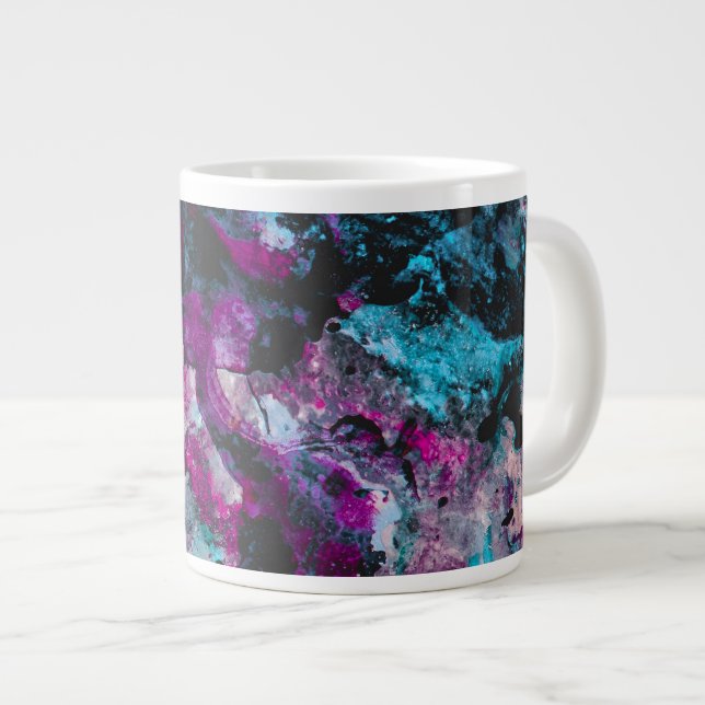 Ruby and Sapphire Crystal Geode Abstract Large Coffee Mug (Front Right)