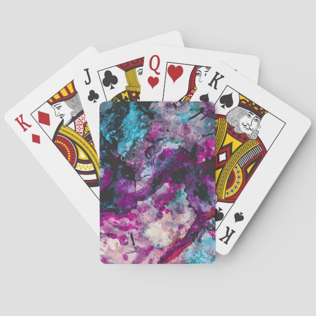 Ruby and Sapphire Crystal Geode Abstract Playing Cards (Back)