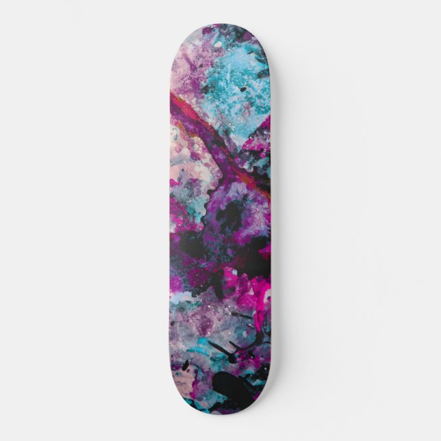 Ruby and Sapphire Crystal Geode Abstract Skateboard (Front)