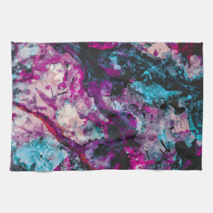 Ruby and Sapphire Crystal Geode Abstract Tea Towel