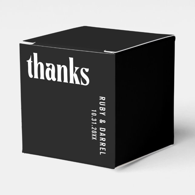 Ruby Black Modern Wedding Favour Box (Front Side)