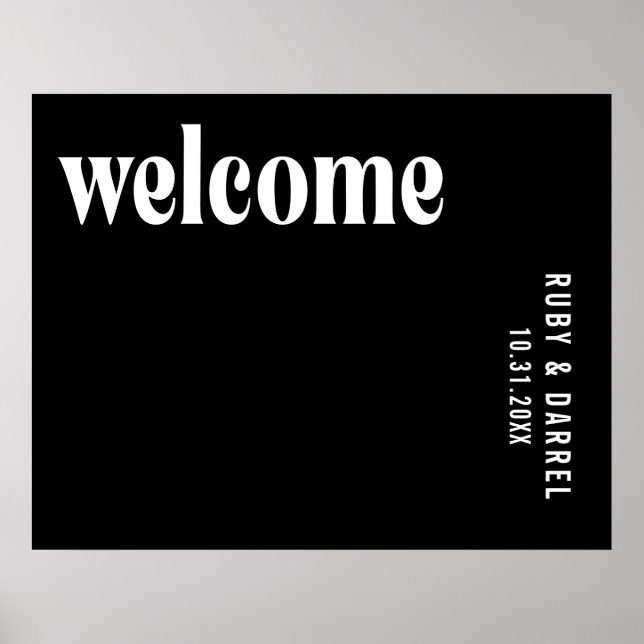 Ruby Black Modern Wedding Poster (Front)