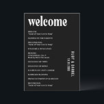 Ruby Black Modern Wedding Program<br><div class="desc">Modern wedding program featuring a simple and minimal design with bold typography in white over a black background.  The colours may be changed to any colours you choose in the design editing tool.  This contemporary wedding program is great for a goth or halloween themed wedding.</div>