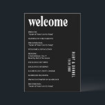 Ruby Black Modern Wedding Program<br><div class="desc">Modern wedding program featuring a simple and minimal design with bold typography in white over a black background.  The colours may be changed to any colours you choose in the design editing tool.  This contemporary wedding program is great for a goth or halloween themed wedding.</div>