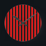 Ruby Black Round Clock<br><div class="desc">Ruby Black is a simple design of black and red stripes that suits all occasions and items. This image is available on a variety of other products,  just click the link below the photo near 'About this Design'.</div>