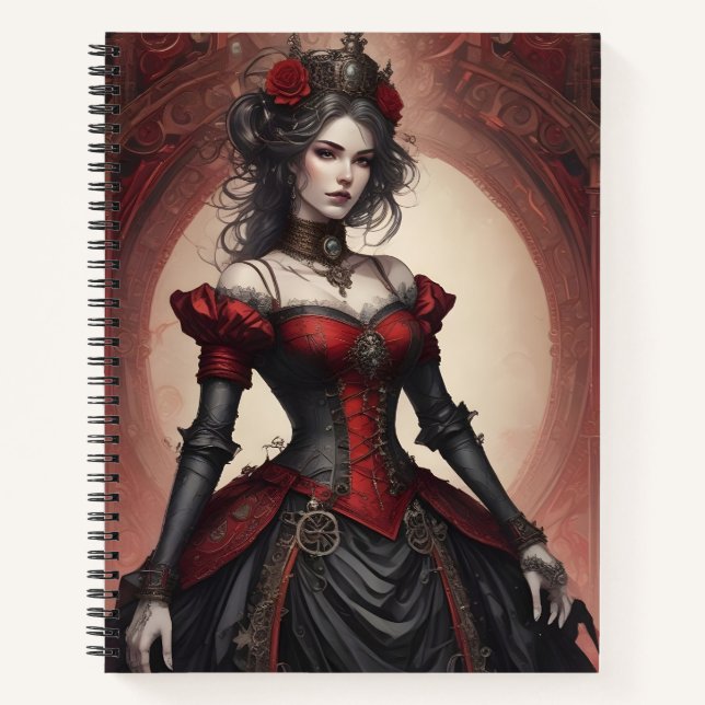 Ruby & Black Steampunk Notebook (Front)