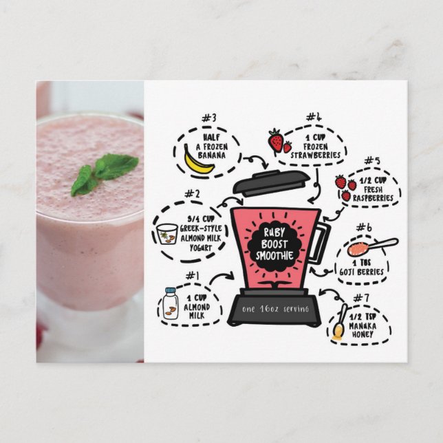 Ruby Boost Smoothie Recipe Postcard (Front)
