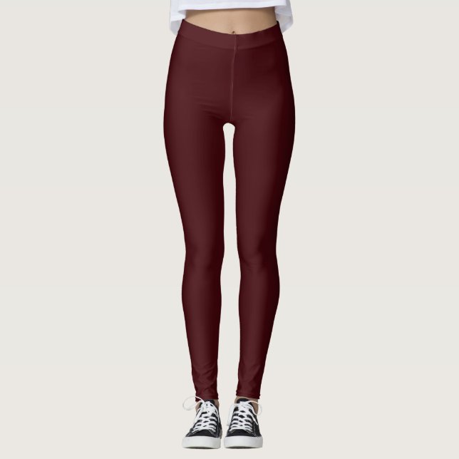 Ruby Burgundy Exercise Yoga Leggings (Front)