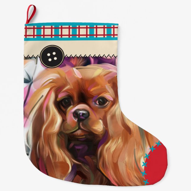 Ruby Cavalier Christmas Stocking | chequered (Front)
