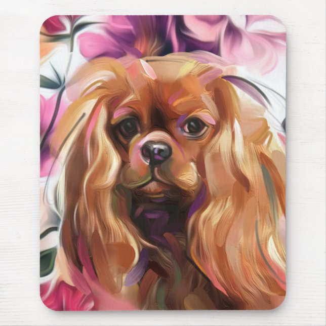 Ruby Cavalier Dog Art Mouse pad (Front)