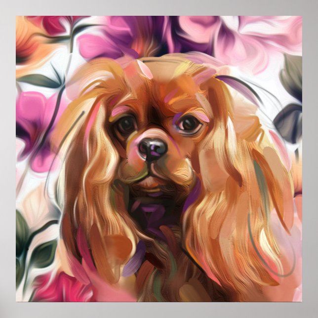 'Ruby' Cavalier dog art print on paper | large (Front)