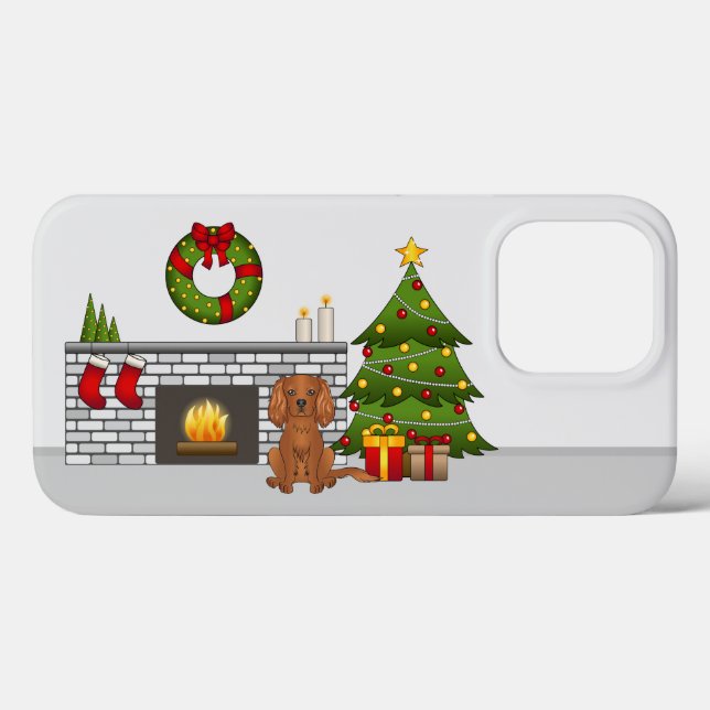 Ruby Cavalier Dog In A Festive Christmas Room Case-Mate iPhone Case (Back (Horizontal))