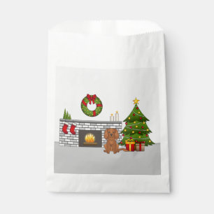 Ruby Cavalier Dog In A Festive Christmas Room Favour Bag