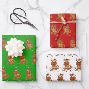 Ruby Cavalier King Charles Christmas Holiday  Wrapping Paper Sheet