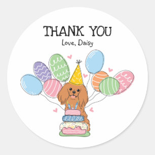 Ruby Cavalier King Charles Spaniel Birthday Classic Round Sticker