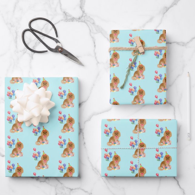 Ruby Cavalier King Charles Spaniel Birthday   Wrapping Paper Sheet (Front)