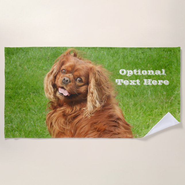 Ruby Cavalier King Charles Spaniel Dog Beach Towel (Front)