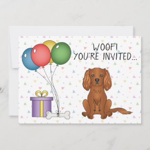 Ruby Cavalier King Charles Spaniel Dog - Birthday Invitation