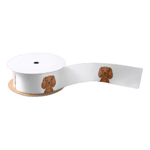 Ruby Cavalier King Charles Spaniel Dog Head Satin Ribbon