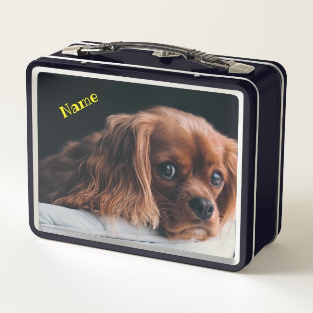 Ruby Cavalier King Charles Spaniel Dog Metal Lunch Box (Back)