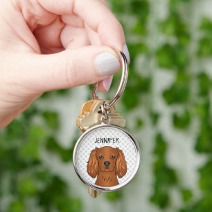 Ruby Cavalier King Charles Spaniel Dog & Name Key Ring