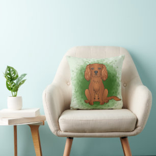 Ruby Cavalier King Charles Spaniel Dog On Green Cushion