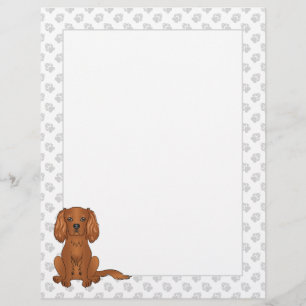 Ruby Cavalier King Charles Spaniel Dog On Green Custom Letterhead