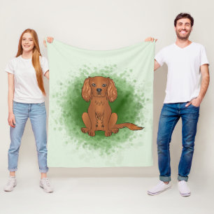 Ruby Cavalier King Charles Spaniel Dog On Green Fleece Blanket