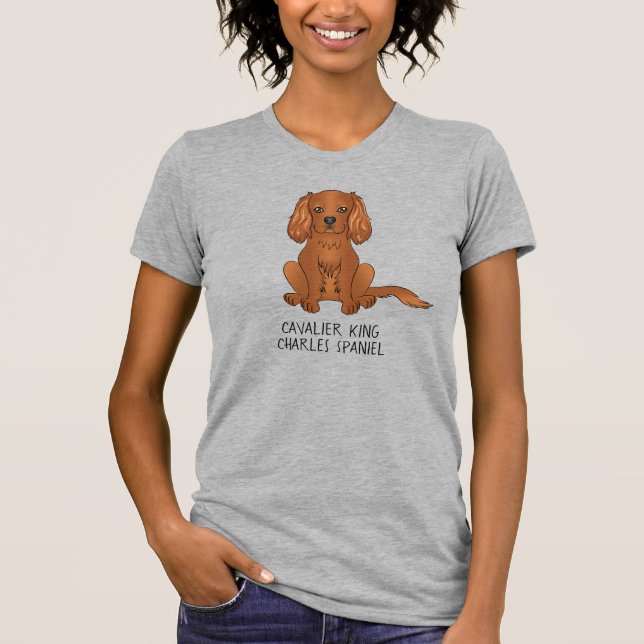Ruby Cavalier King Charles Spaniel Dog & Text T-Shirt (Front)