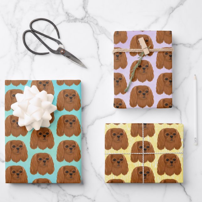 Ruby Cavalier King Charles Spaniel Gift  Wrapping Paper Sheet (Front)
