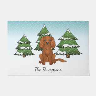 Ruby Cavalier King Charles Spaniel In Winter Doormat
