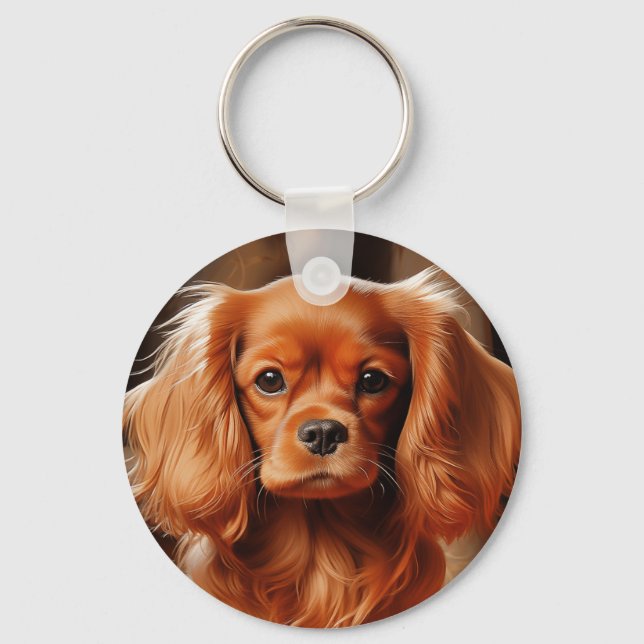 Ruby Cavalier King Charles Spaniel Key Ring (Front)