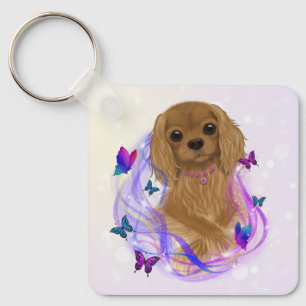 Ruby Cavalier King Charles Spaniel Keychain