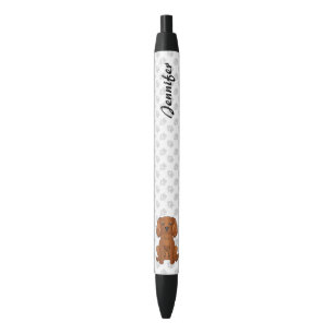 Ruby Cavalier King Charles Spaniel & Name Black Ink Pen
