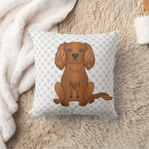 Ruby Cavalier King Charles Spaniel & Paws Cushion