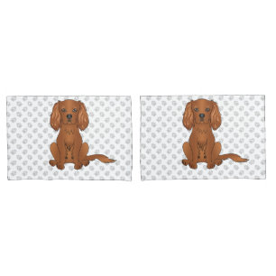 Ruby Cavalier King Charles Spaniel & Paws Pillowcase