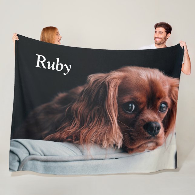 Ruby Cavalier King Charles Spaniel Puppy Dog Fleece Blanket (In Situ)