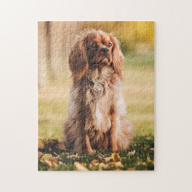 Ruby Cavalier King Charles Spaniel Puppy Dog Jigsaw Puzzle (Vertical)